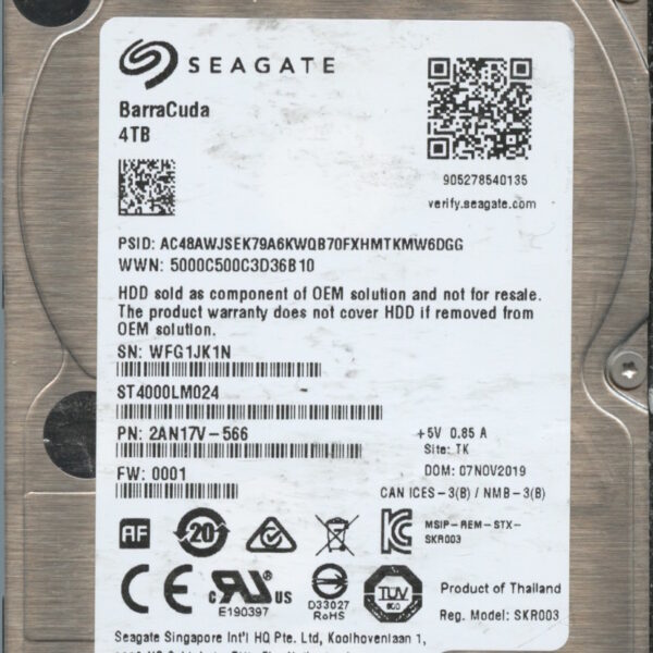 SEAGATE ST4000LM024 0001 2AN17V-566 4TB HDD