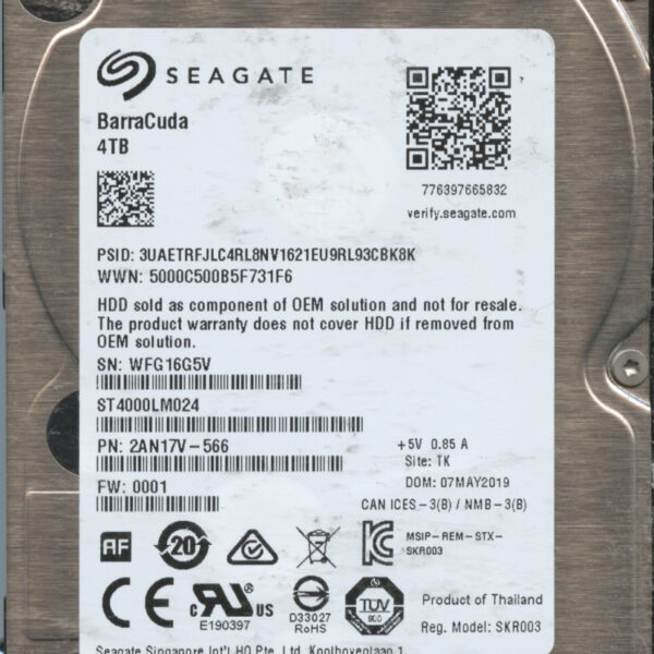 SEAGATE ST4000LM024 0001 2AN17V-566 4TB HDD