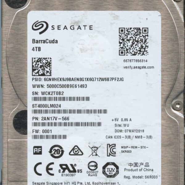 SEAGATE ST4000LM024 0001 2AN17V-566 4TB HDD