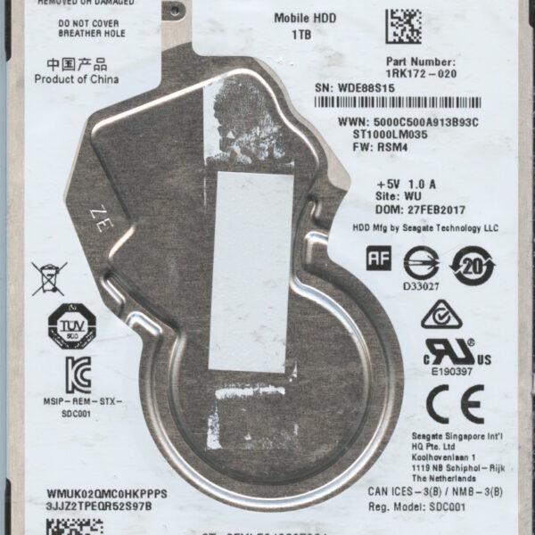 SEAGATE ST1000LM035 1RK172-020 RSM4 1TB HDD