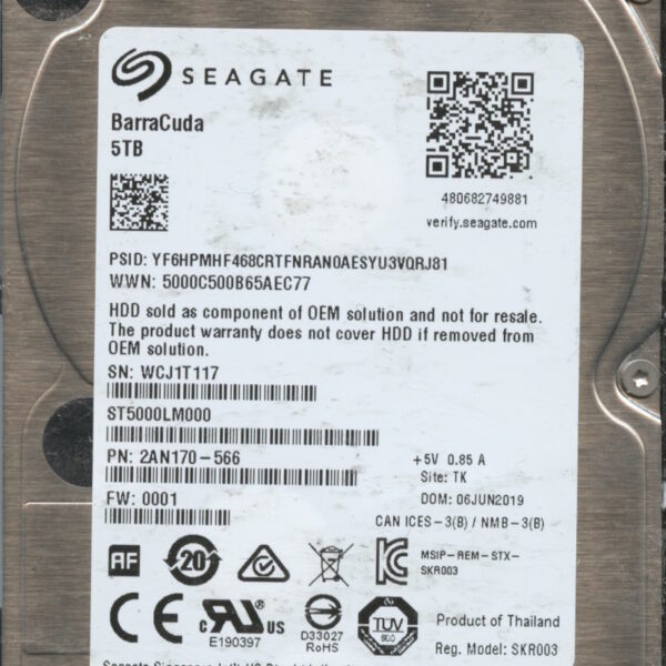 SEAGATE ST5000LM000 2AN170-566 0001 5TB HDD