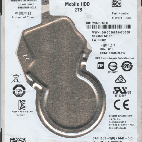 SEAGATE ST2000LM007 1R8174-568 SBK2 2TB HDD