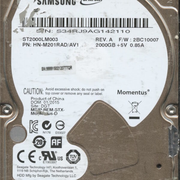 SAMSUNG ST2000LM003 HN-M201RAD:AV1 200GB HDD