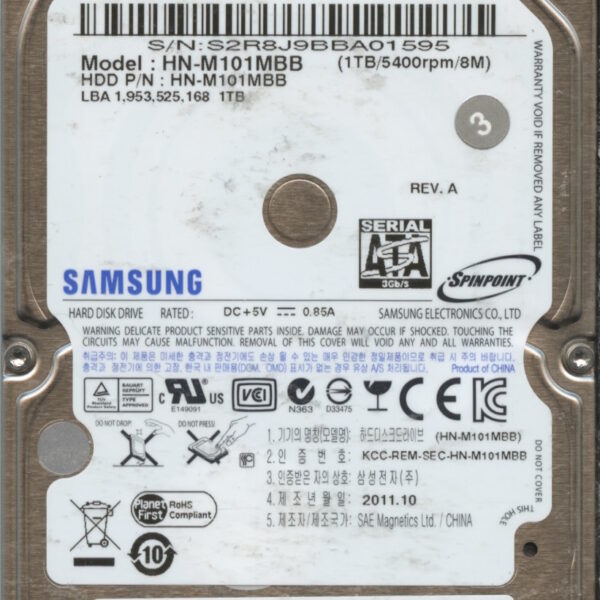 HN-M101MBB HN-M101MBB C7602-G14A-A89MF 1TB HDD