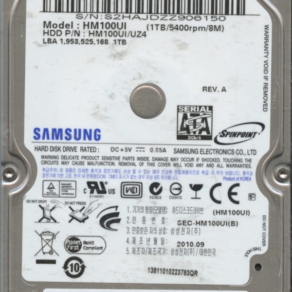 HM100UI:UZ4 C001-E86A-A5VBM 1TB HDD