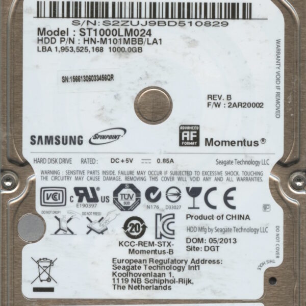 ST1000LM024 HN-M101MBB:LA1 2AR20002 E1352-G84A-B5BKP 1TB HDD