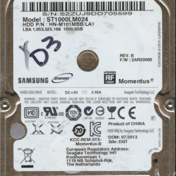 ST1000LM024 HN-M101MBB:LA1 E1353-G84A-ASW1D 1TB HDD