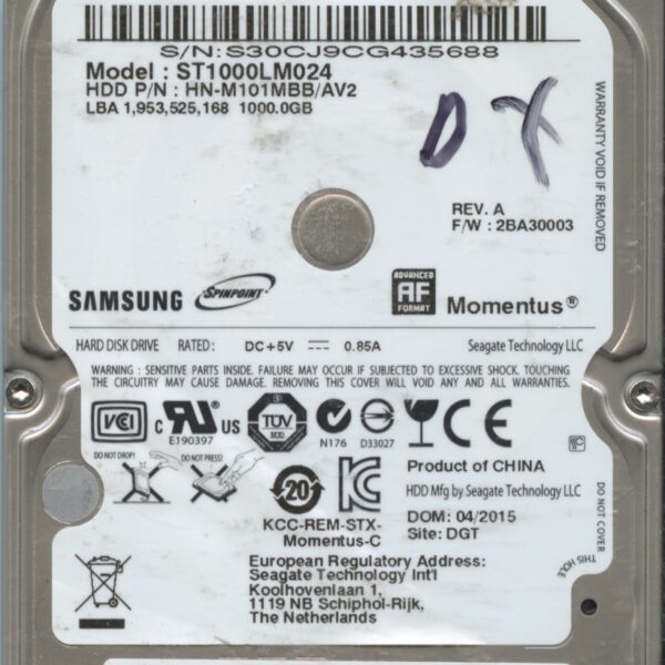 ST1000LM024 HN-M101MBB:AV2 E7113-G94A-ATJZP 1TB HDD