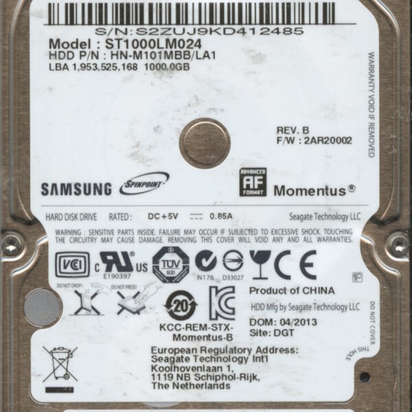 ST1000LM024 HN-M101MBB:LA1 E1342-G84A-A4DWC 1TB HDD