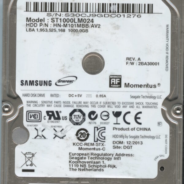 ST1000LM024 HN-M101MBB:AV2 E7623-G94A-A0ZDZ 1TB HDD