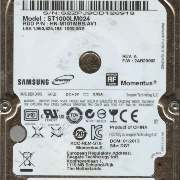 ST1000LM024 HN-M101MBB:AV1 E1352-G84A-A8VUR 1TB HDD