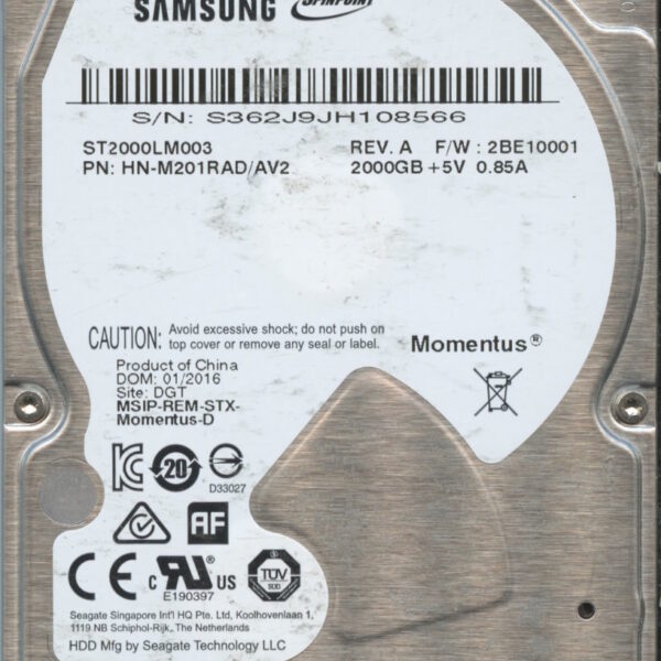 ST2000LM003 HN-M201RAD:AV2 H1853-H462-A72GU 2TB HDD