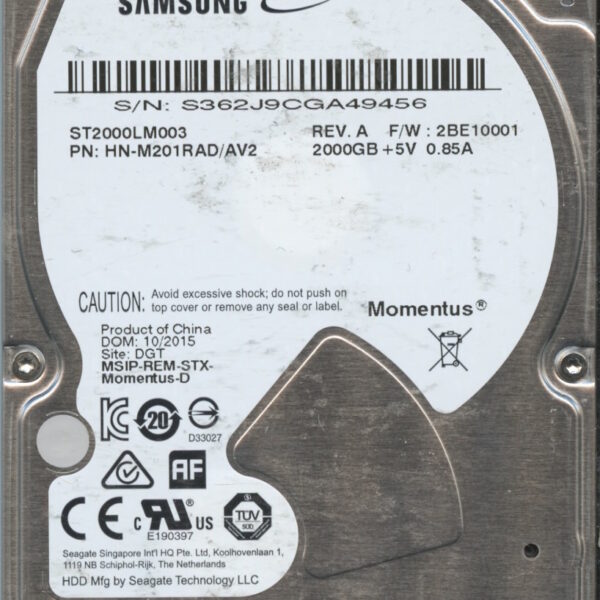 ST2000LM003 HN-M201RAD:AV2 H3743-H46A-A0UXL 2TB HDD