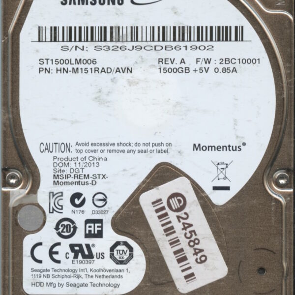 ST1500LM006 HN-M151RAD:AVN F3663-H26A-A455R 2TB HDD