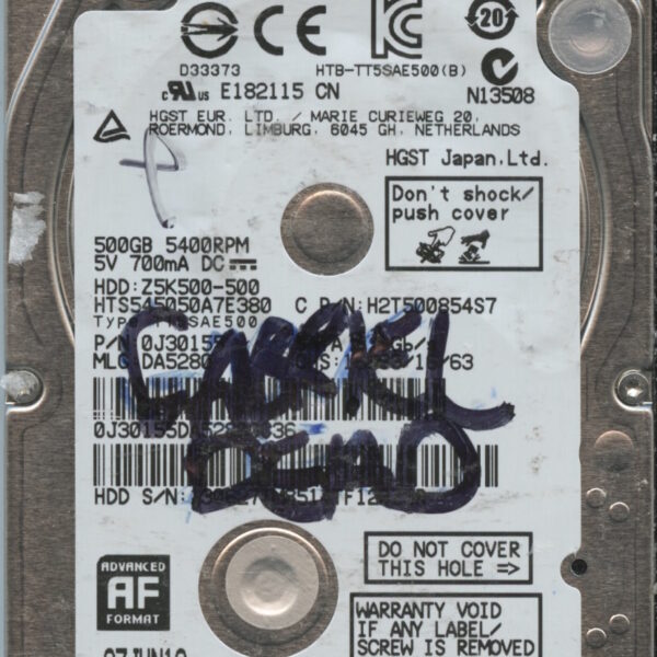 HGST HTS545050A7E380 0J30155 DA5280 CHINA 06:13 500GB HDD