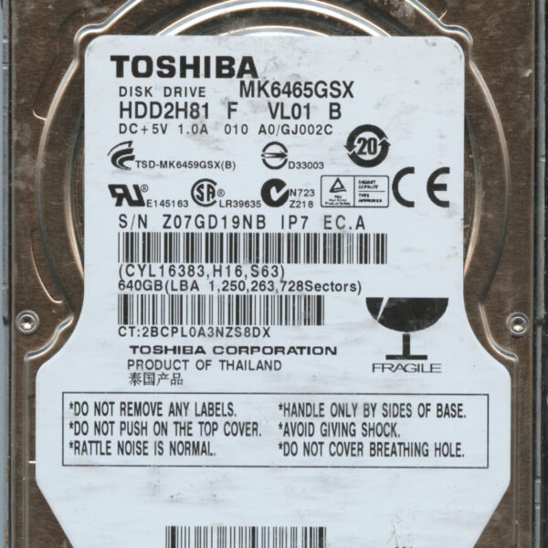 MK6465GSX HDD2H81 F VL01 B A0:GJ002C 640GB HDD