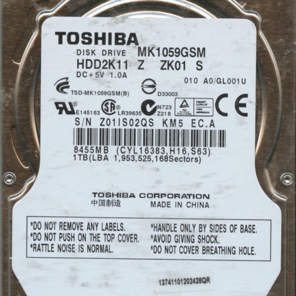 TOSHIBA MK1059GSM A0:GL001U 1TB HDD