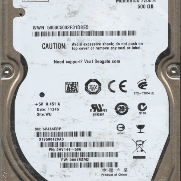 SEAGATE ST9500420AS 9HV144-566 0001 500GB HDD