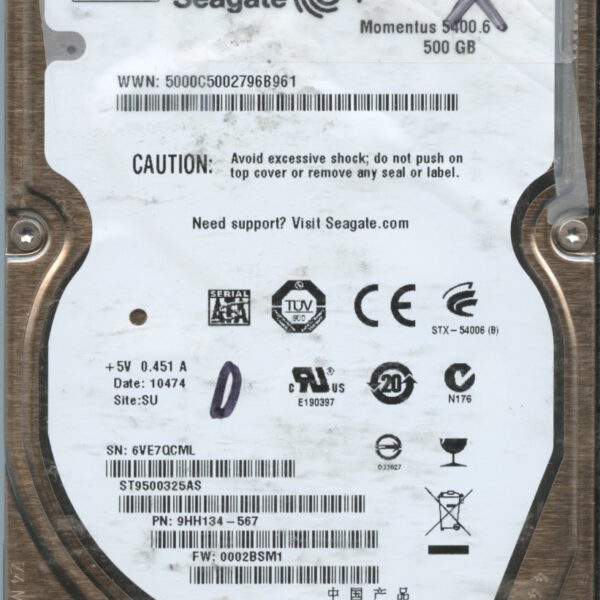 SEAGATE ST9500325AS 9HH134-567 0002 500GB HDD