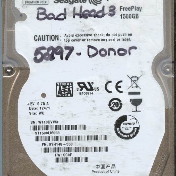 SEAGATE ST1500LM003 9YH148-550 CC9F 1TB HDD