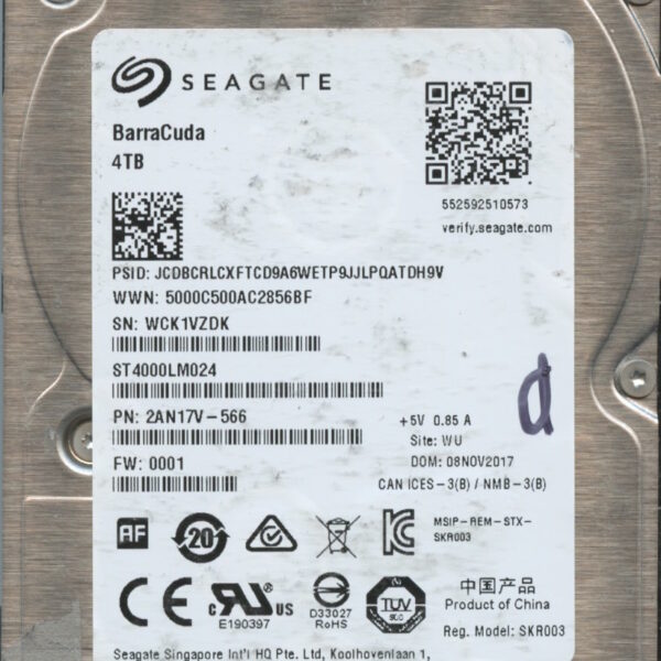 SEAGATE ST4000LM024 2AN17V-566 0001 4TB HDD