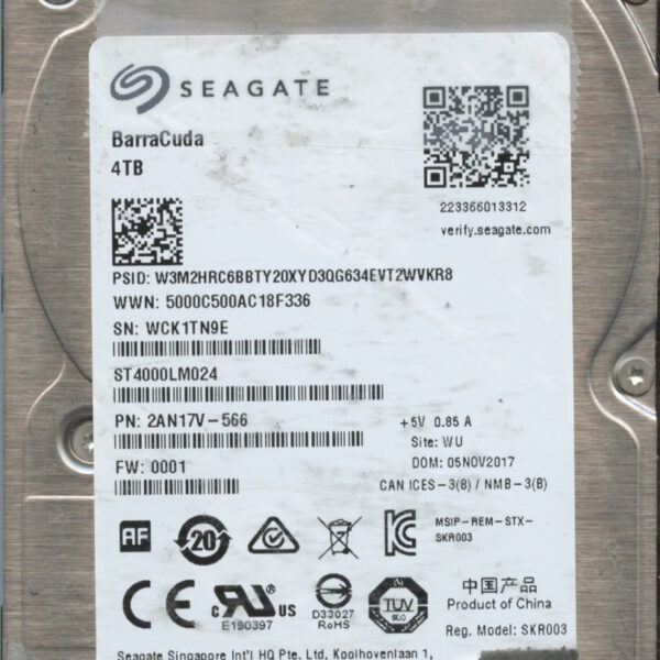 SEAGATE ST4000LM024 2AN17V-566 0001 4TB HDD