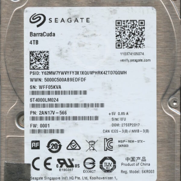 SEAGATE ST4000LM024 2AN17V-566 0001 4TB HDD