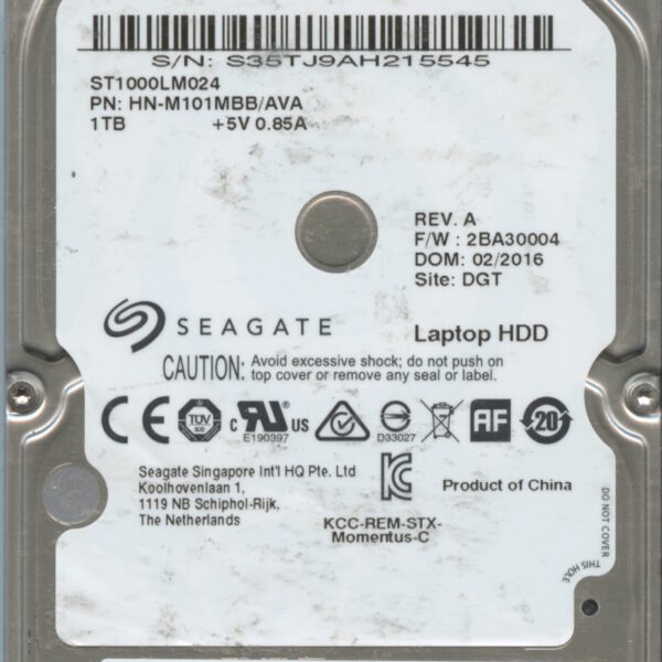 SEAGATE ST1000LM024 HN-M101MBB:AVA 2BA30004 1TB HDD