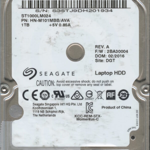 SEAGATE ST1000LM024 HN-M101MBB:AVA 2BA30004 1TB HDD