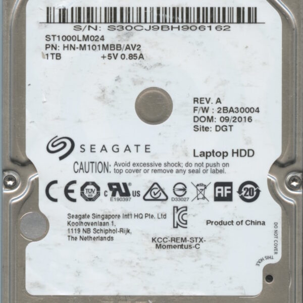 SEAGATE ST1000LM024 HN-M101MBB:AV2 2BA30004 1TB HDD