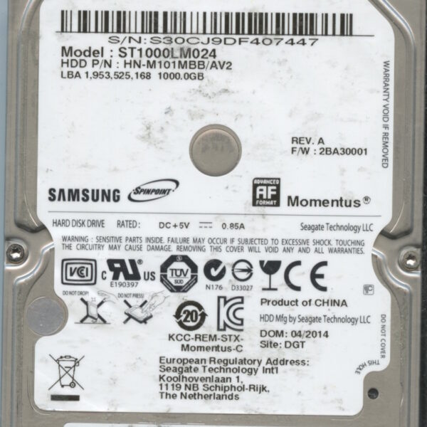 SAMSUNG ST1000LM024 HN-M101MBB:AV2 F1823-G94A-A0CSH 1TB HDD