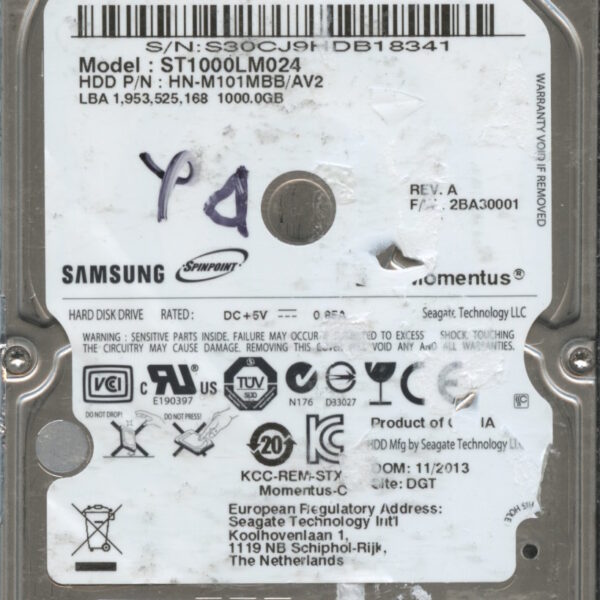 SAMSUNG ST1000LM024 HN-M101MBB:AV2 F1823-G94A-A0CSH 1TB HDD