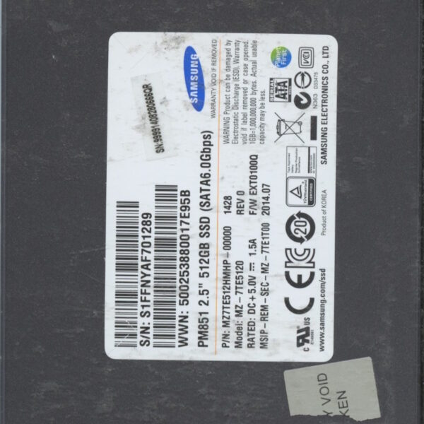 SAMSUNG MZ-7TE5120 MZ7TE512HMHP-00000 512GB HDD