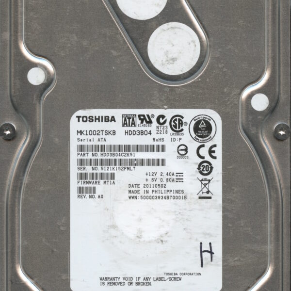 TOSHIBA MK1002TSKB HDD3B04CZK51 A0 1TB HDD