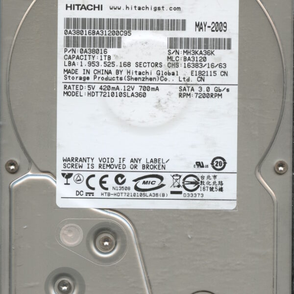 HITACHI HDT721010SLA360 0A38016 BA3120 05:09 1TB HDD