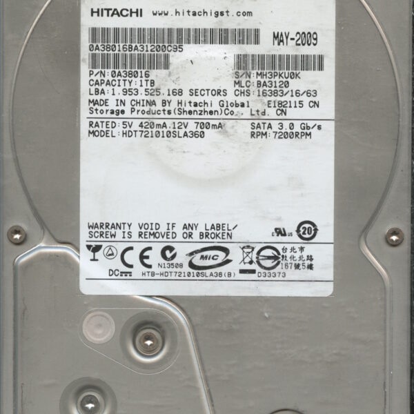 HITACHI HDT721010SLA360 0A38016 BA3120 05:09 1TB HDD