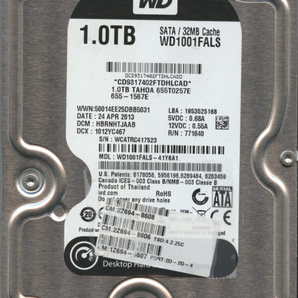 WESTERN DIGITAL WD1001FALS-41Y6A1 WCATR 04:13 1TB HDD