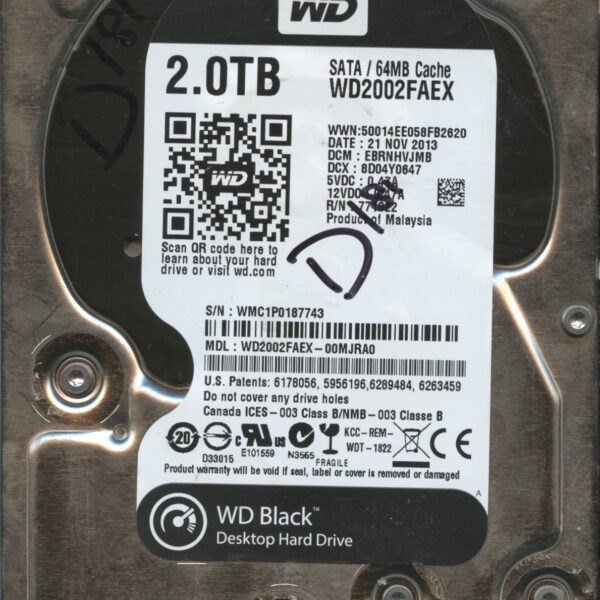 WESTERN DIGITAL WD2002FAEX-00MJRA0 11:13 2TB HDD