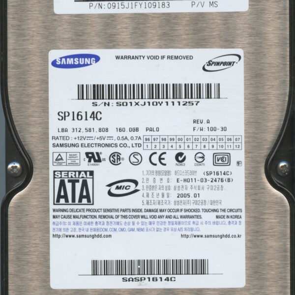 SAMSUNG SP1614C 0915J1FY109183 100-30 160GB HDD