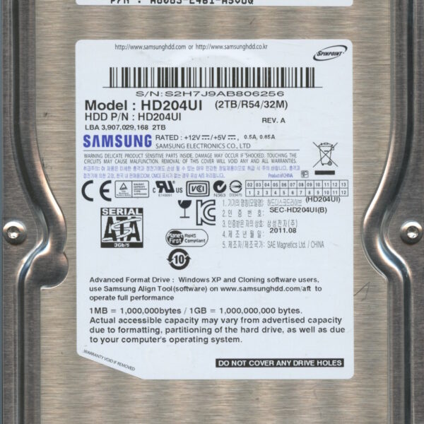 SAMSUNG HD204UI A8083-E461-A5VUQ 2TB HDD