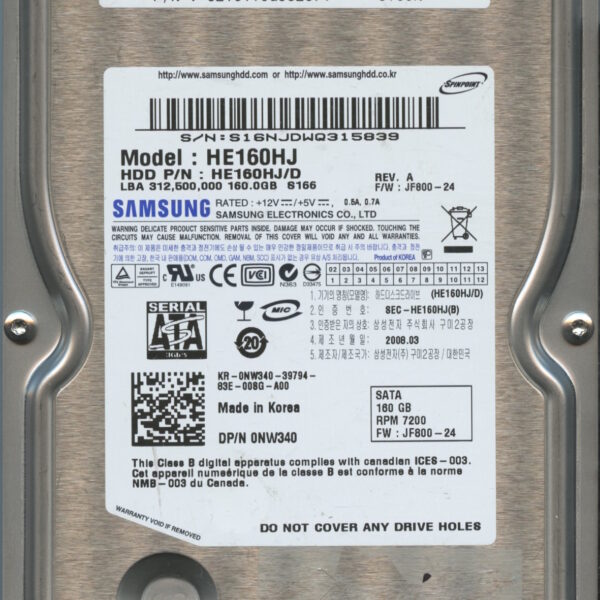 SAMSUNG HE160HJ 321611CQ332371 JF800-24 160GB HDD