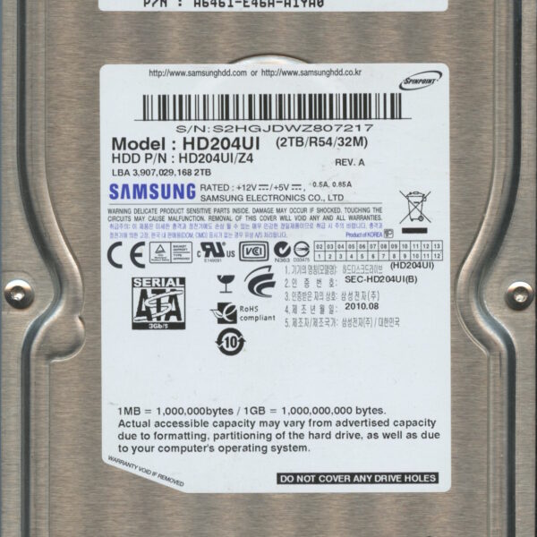 SAMSUNG HD204UI A6461-E46A-A1YA0 2TB HDD