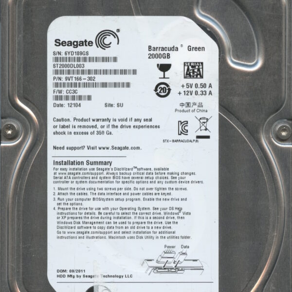 SEAGATE ST2000DL003 CC32 9VT166-301 2TB HDD