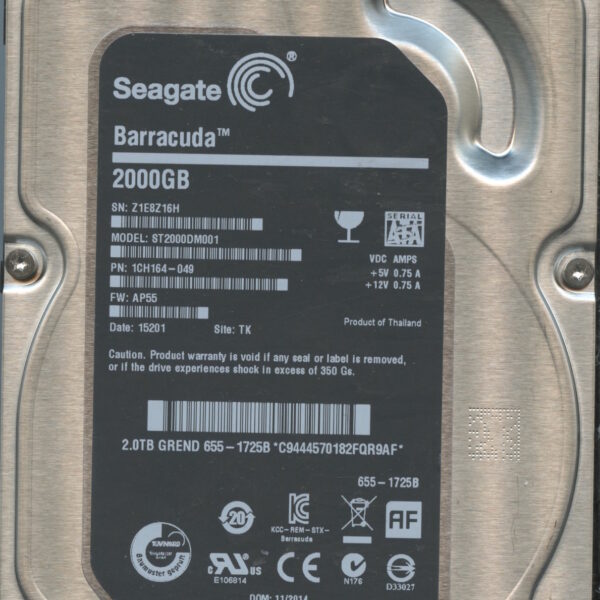 SEAGATE ST2000DM001 AP55 1CH164-049 2TB HDD