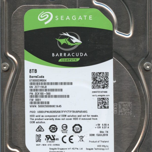 SEAGATE ST8000DM004 0001 2CX188-568 8TB HDD