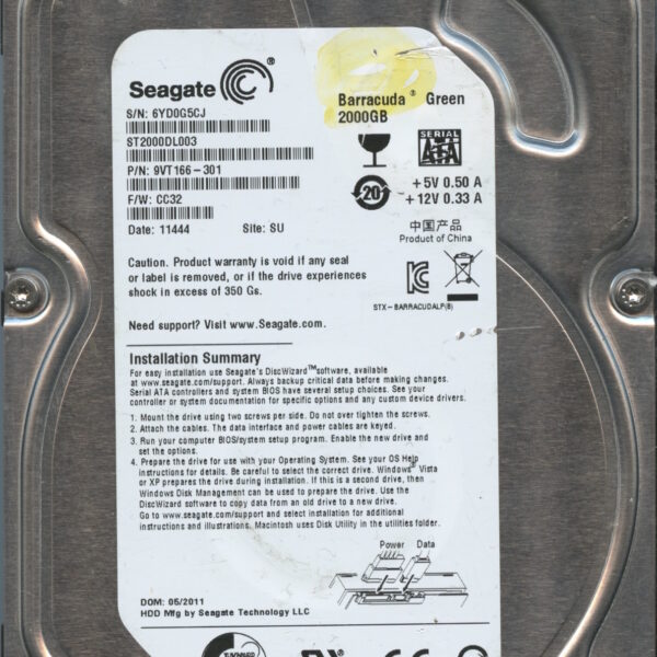 SEAGATE ST2000DL003 CC32 9VT166-301 2TB HDD