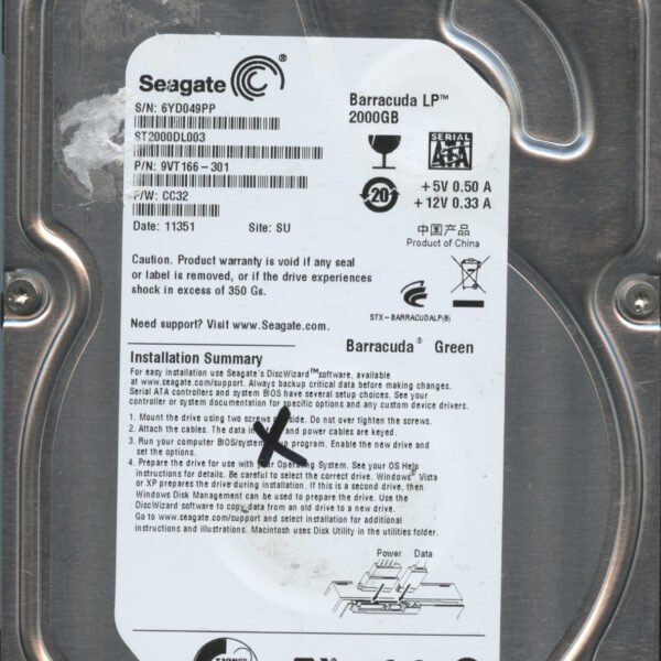 SEAGATE ST2000DL003 CC32 9VT166-301 2TB HDD