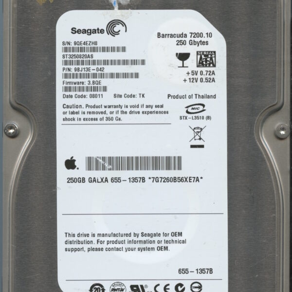 SEAGATE ST3250820AS 3.BQE 9BJ13E-042 250GB HDD