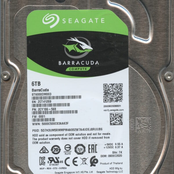 SEAGATE ST6000DM003 0001 2CY186-568 6TB HDD