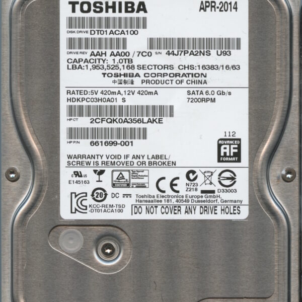 TOSHIBA HDKPC03H0A01 AAHAA00:7C0 1TB HDD